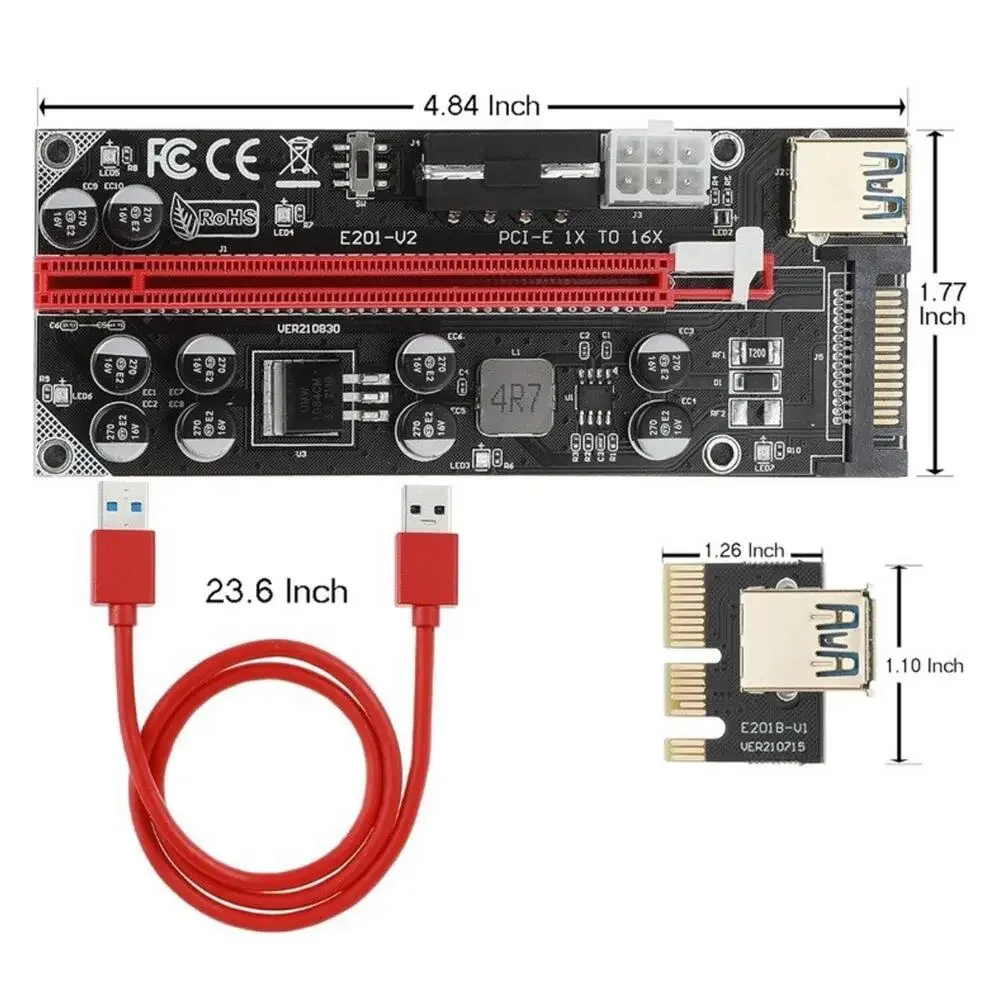 PCI-E 1x to 16x Powered USB3.0 GPU Riser Extender Adapter Card Board Cable